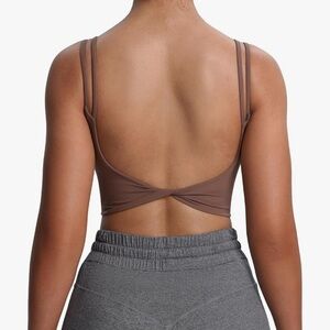 Women's Brown Crop Cami Sports Bra